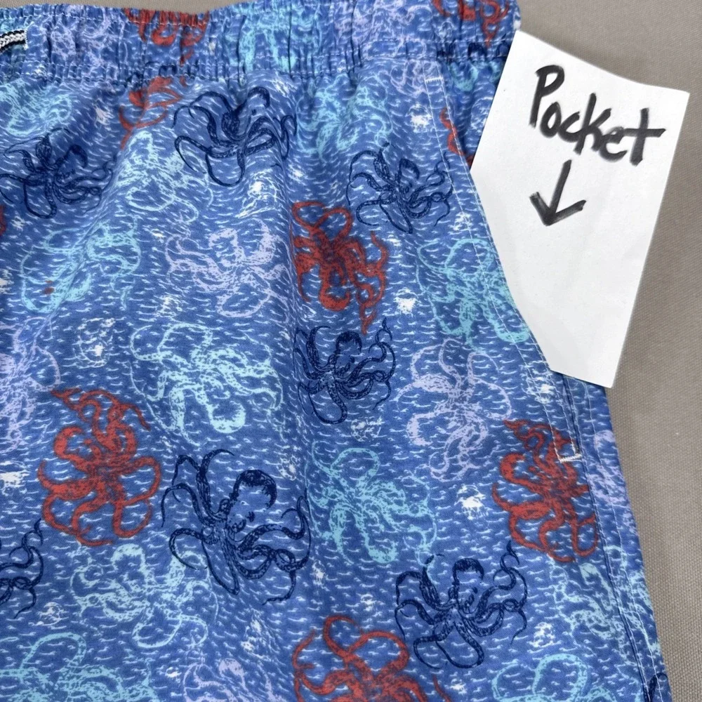 Peter Millar Swim Trunks Men's XL Blue Nautical Octopus Mesh Lined Pocket